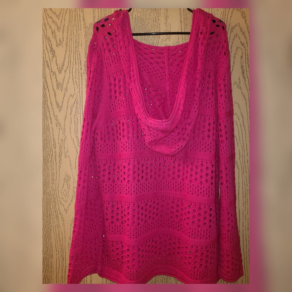 Venus Fuchsia Holey Hoodie - Picture 2 of 3